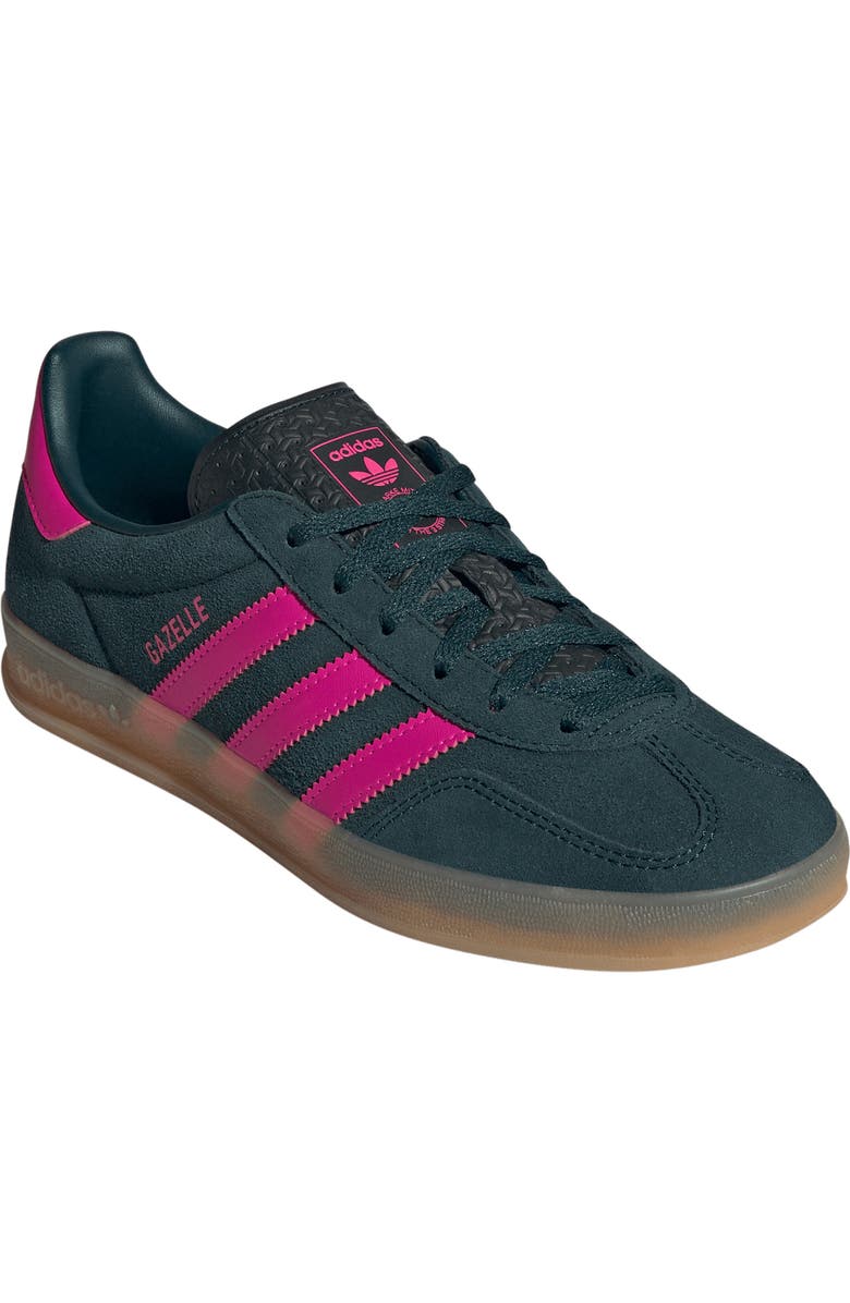 adidas Gazelle Indoor Sneaker, Main, color, Aurora Ivy/ Shock Pink/ Gum