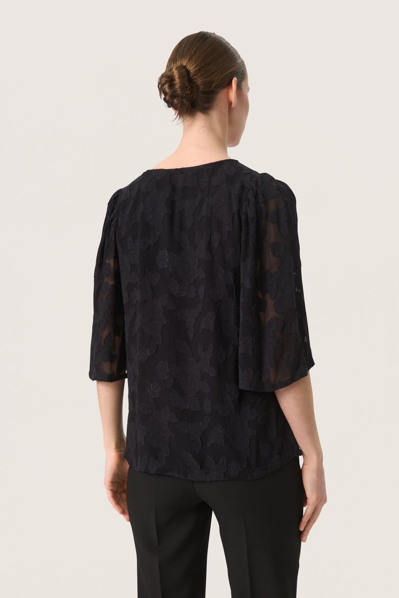 SLFelisia V-neck Half Sleeve Blouse, Alternate, color, Black