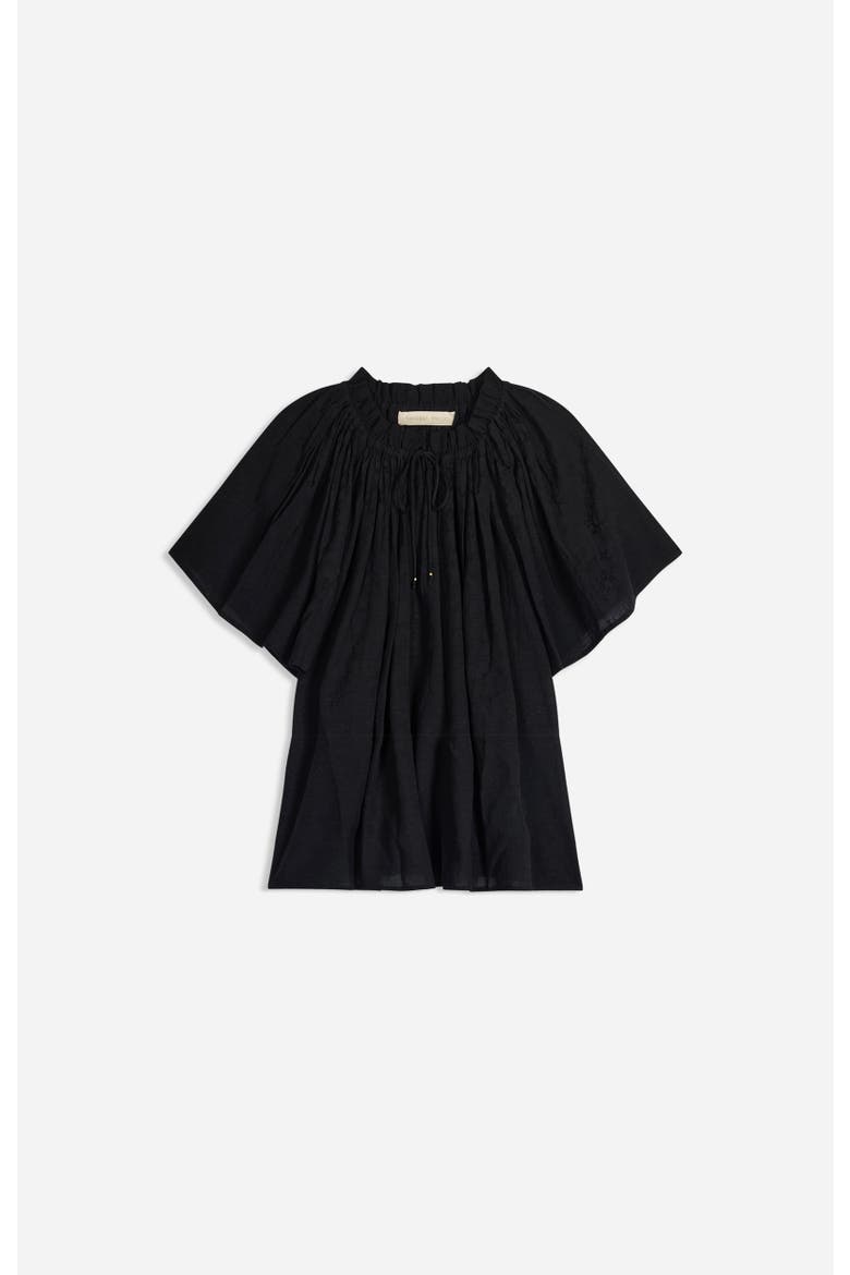 Halisson Gathered Tie-Neck Blouse, Alternate, color, Noir