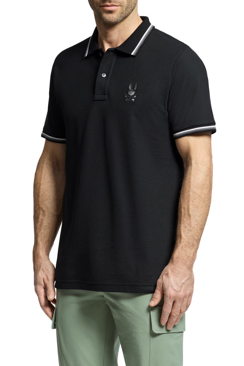 Baxter Tipped Pima Cotton Piqué Polo, Alternate, color, BLK