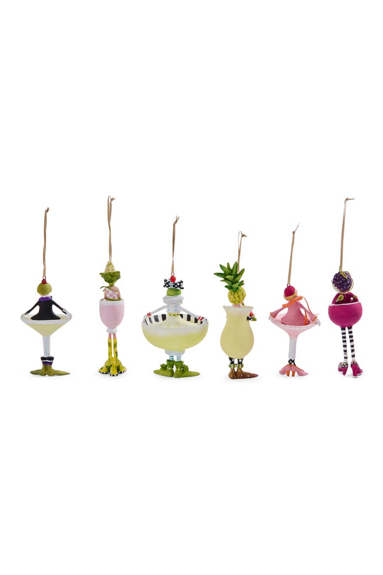 Set of 6 Patience Brewster Mini Cocktail Ornaments, Alternate, color, MULTI YELLOW