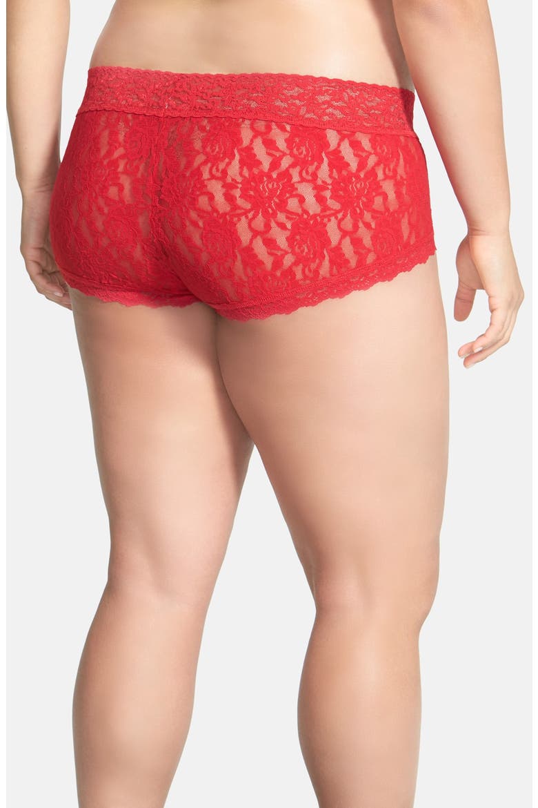 Stretch Lace Boyshorts, Alternate, color, RED