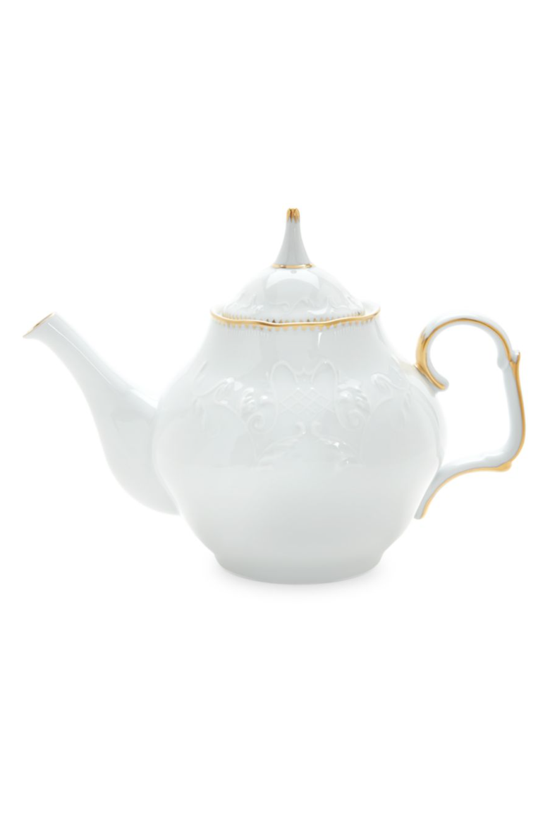 Simply Anna Gold Teapot, Main, color, WHITE/GOLD