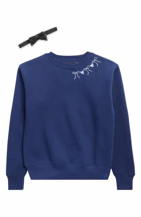 Kids' Bow Print Sweatshirt & Headband Set