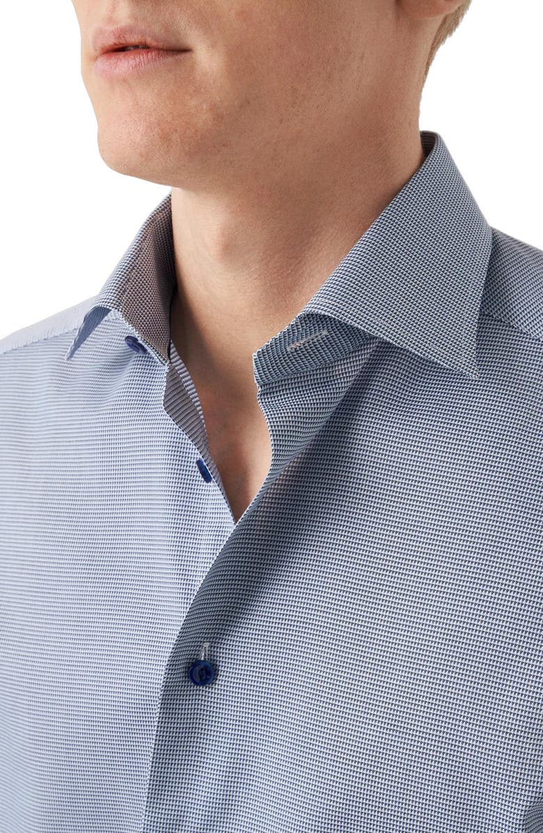Eton Slim Fit Textured Blue Dress Shirt, Alternate, color, 