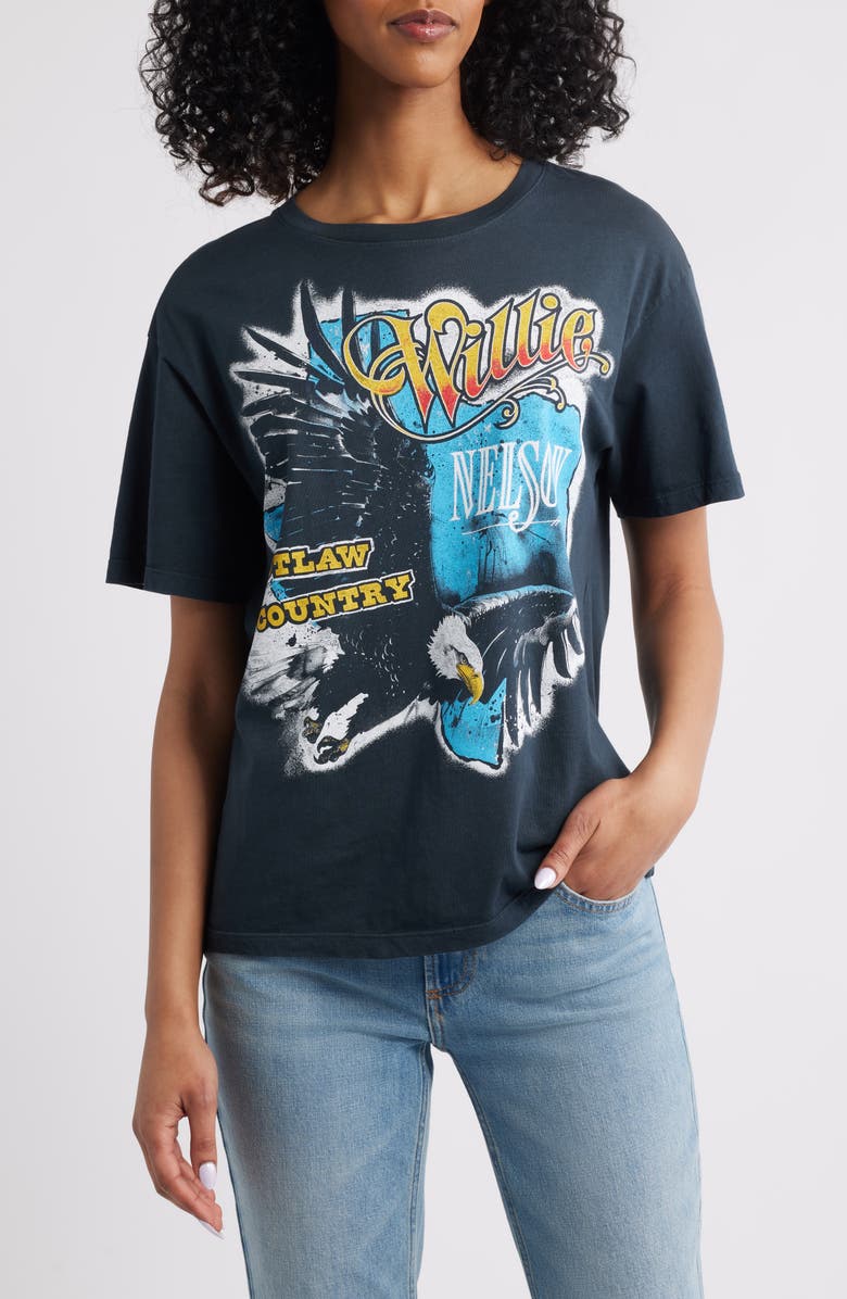 Daydreamer Willie Nelson Outlaw Country Cotton Graphic T-Shirt, Main, color, Vintage Black