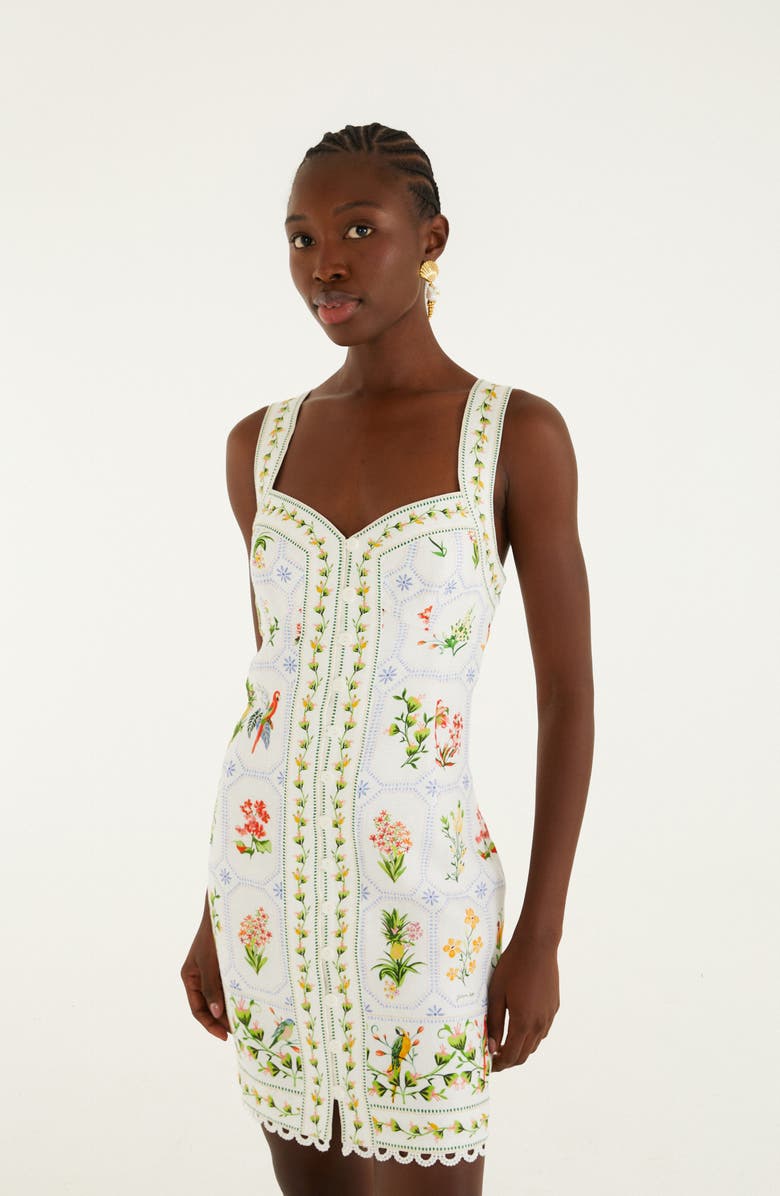 FARM Rio Tropical Porcelain Linen Minidress, Alternate, color, Off-White