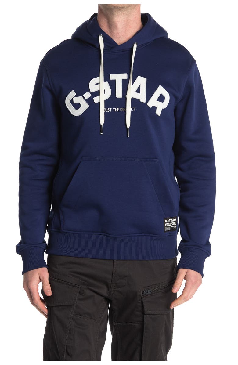 G-Star RAW Varsity Felt Drawstring Hoodie, Main, color, 