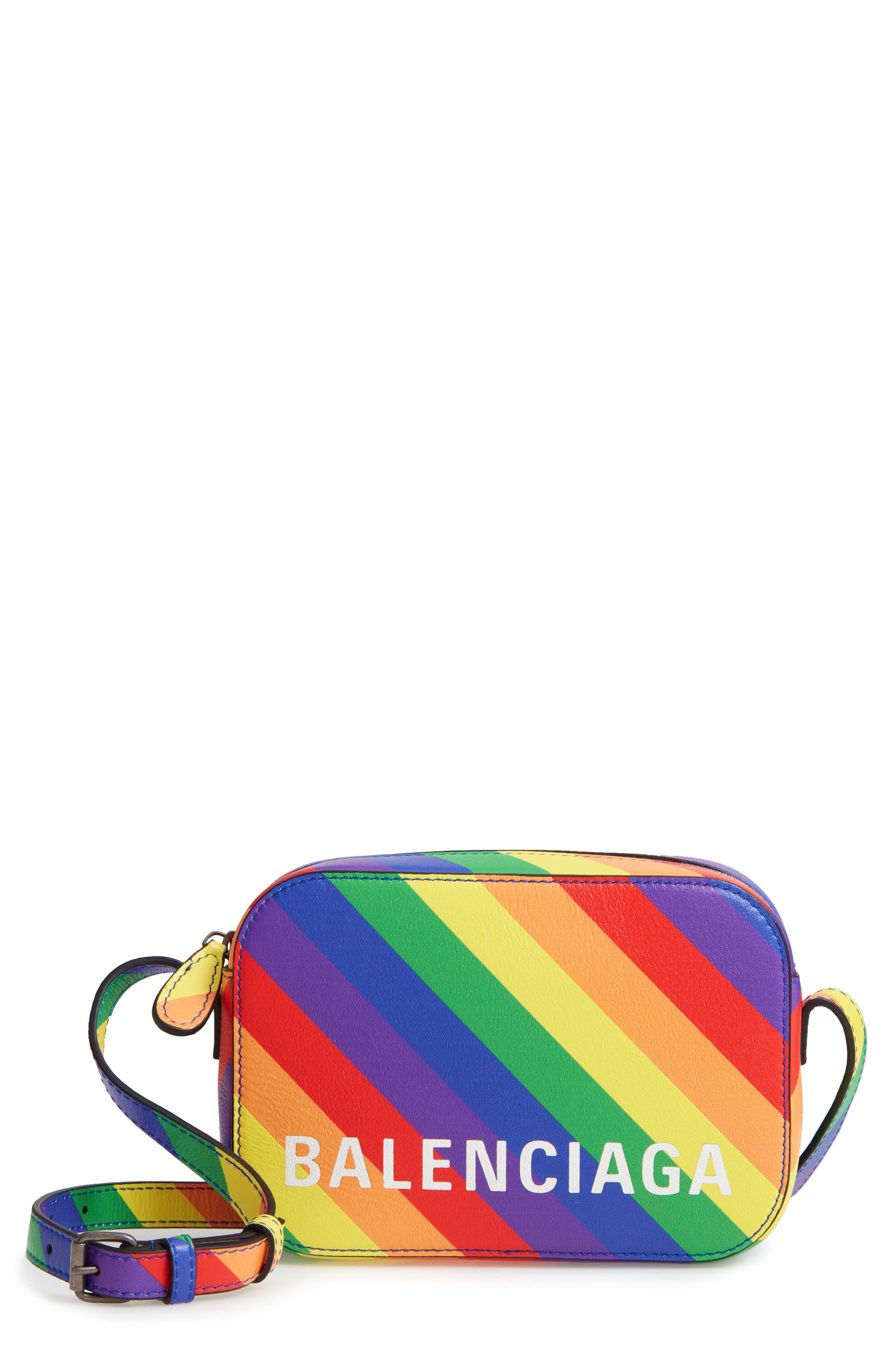Balenciaga LGBTQIA+ Pride Rainbow Leather Crossbody Camera Case, Main, color, 