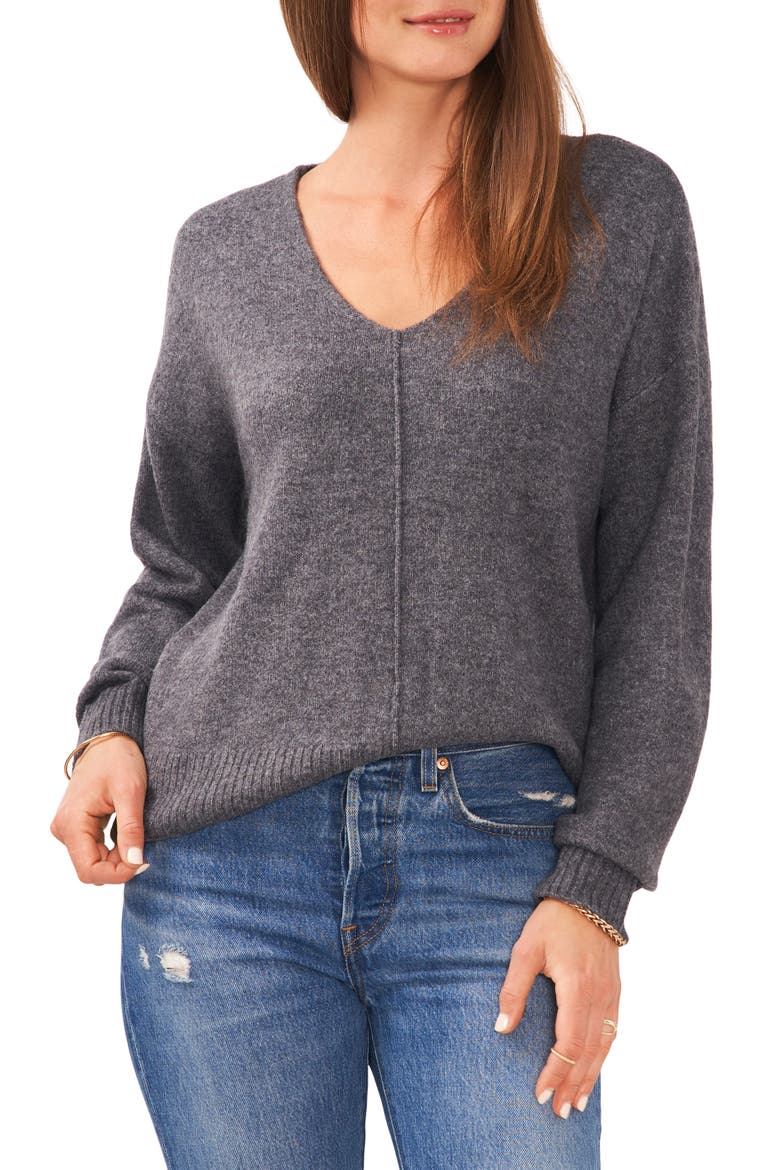 Cozy Seam Sweater, Main, color, MED HEATHER GREY