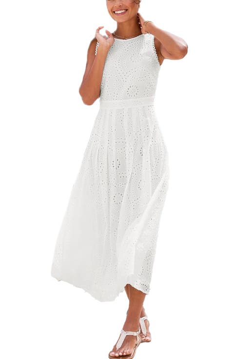 Women's Sleeveless Eyelet Maxi Dress