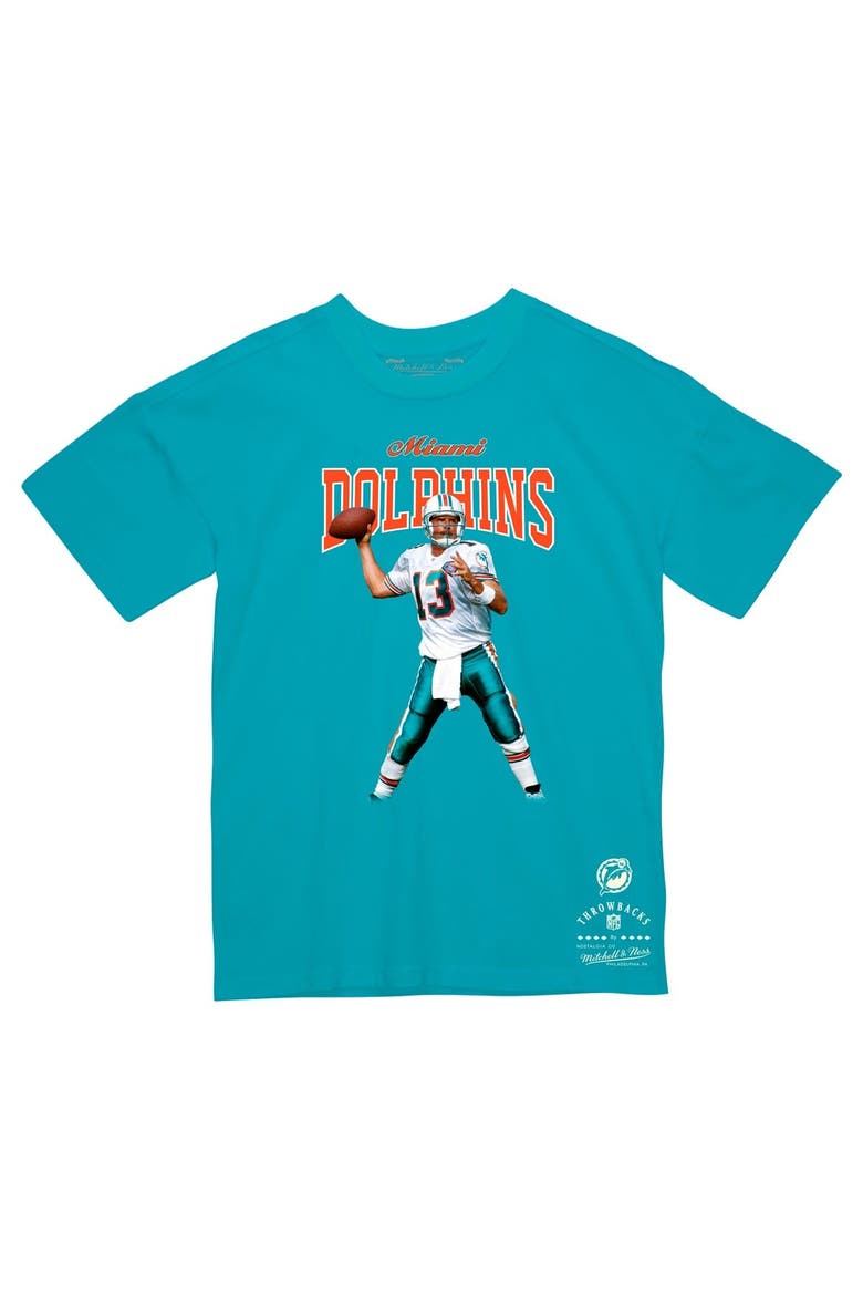 Men's Mitchell & Ness Dan Marino Aqua Miami Dolphins Sideline Retired Player T-Shirt, Alternate, color, Aqua