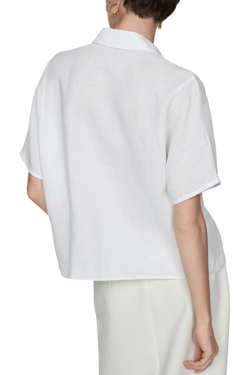 MANGO Short Sleeve Linen Button-Up Shirt, Alternate, color, 