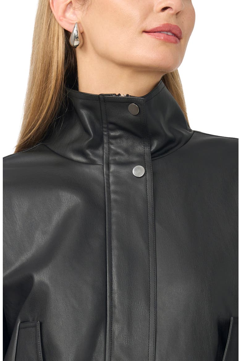 Faux Leather Bomber Jacket, Alternate, color, RICH BLACK