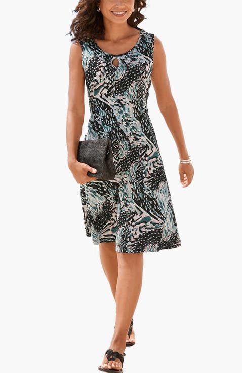 Women's Printed Keyhole Dress