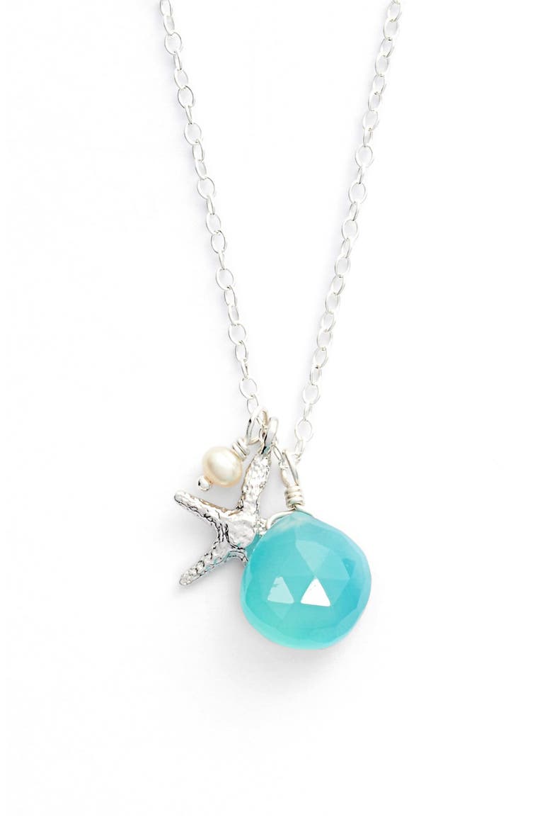 Sea Star Cluster Pendant Necklace, Main, color, SILVER