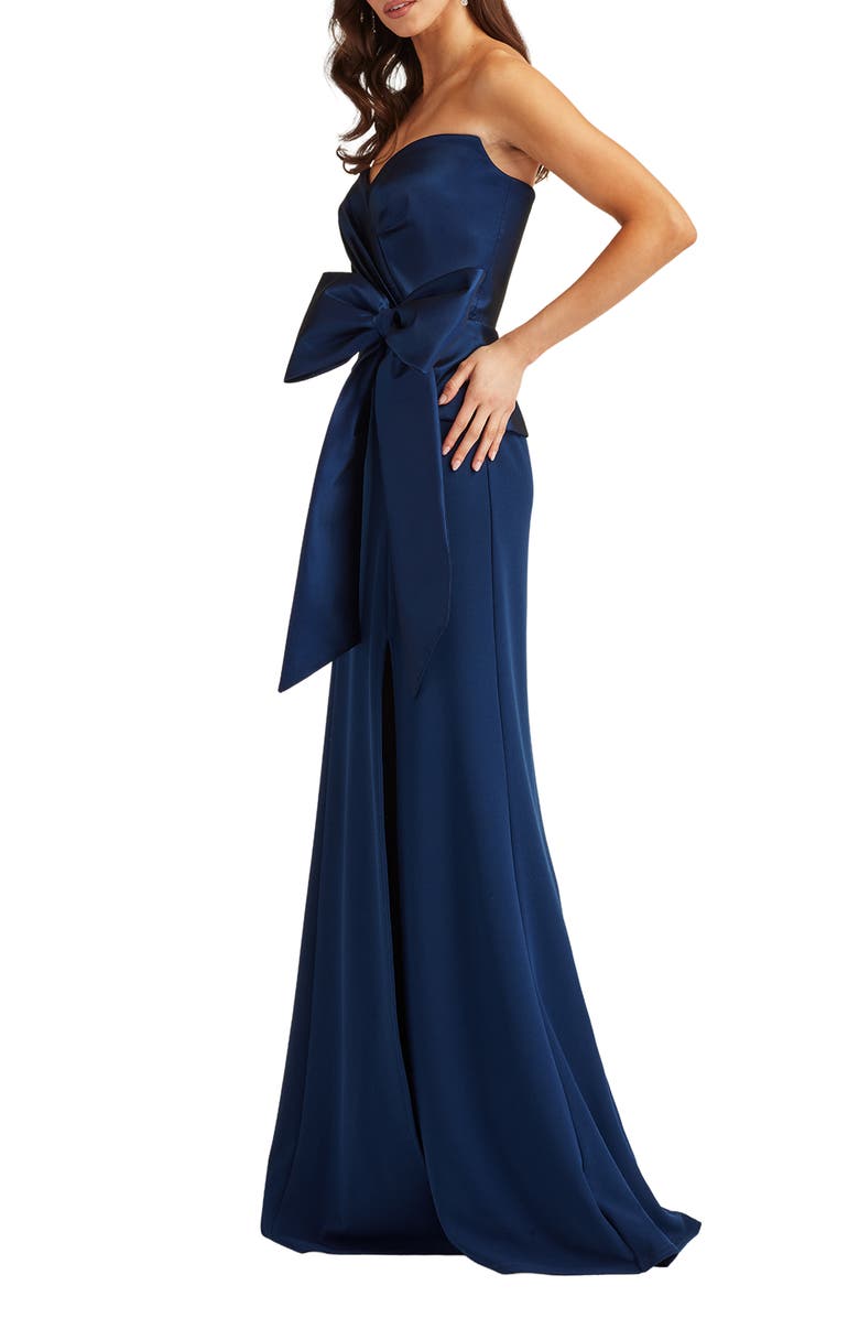 Tadashi Shoji Strapless Stretch Crepe Gown, Alternate, color, Navy
