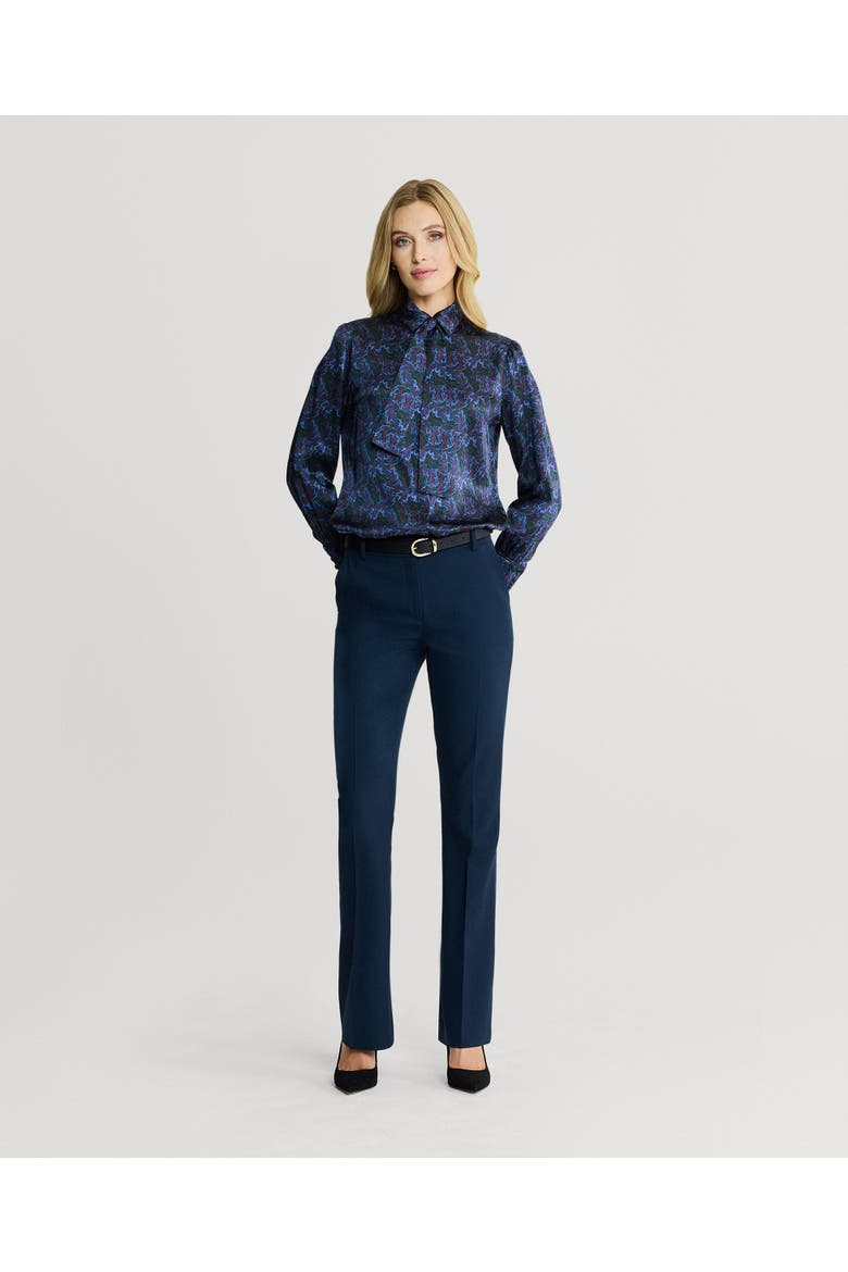 Birch Tie Neck Blouse, Alternate, color, Blue/Burgundy/Green