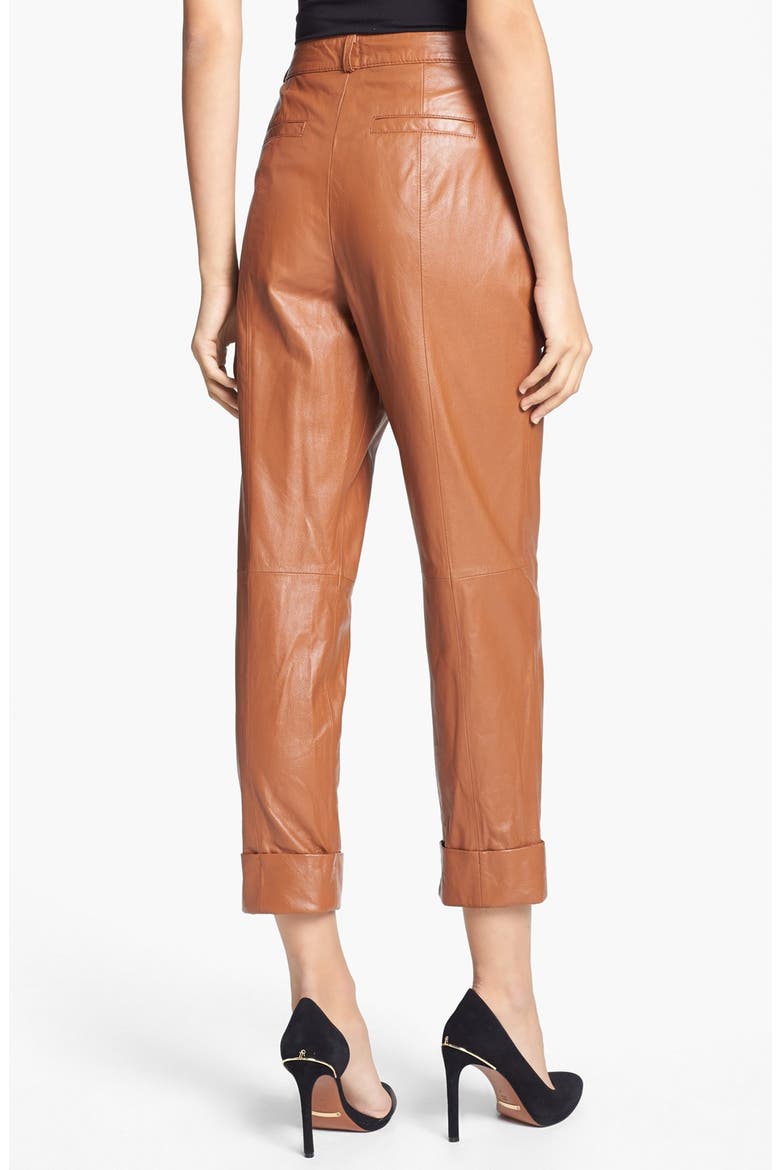'Phoenix' Slouchy Leather Pants, Alternate, color, COGNAC