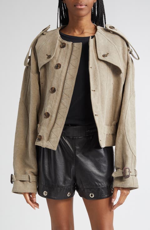 Oversize Cotton Twill Trench Jacket