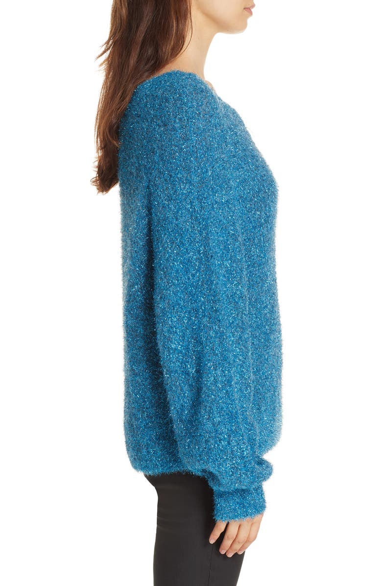 Alice + Olivia Lisha Metallic Balloon Sleeve Sweater, Alternate, color, 