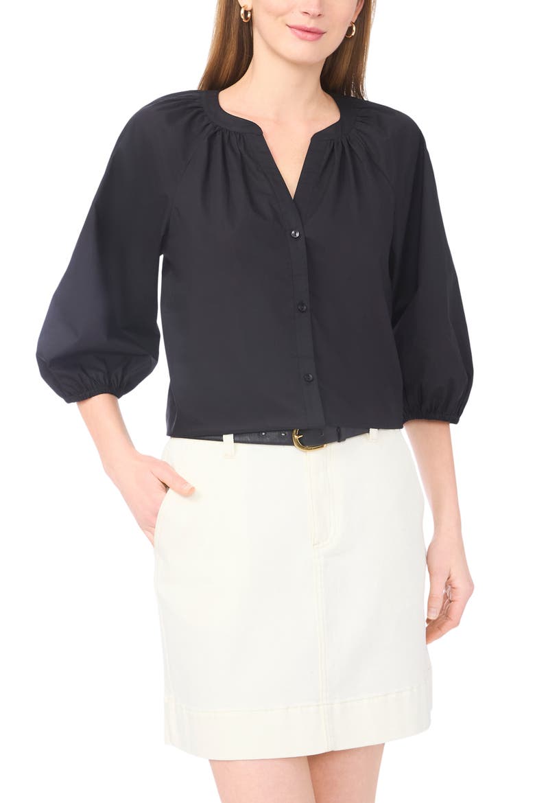 Raglan Puff Sleeve Top, Main, color, RICH BLACK