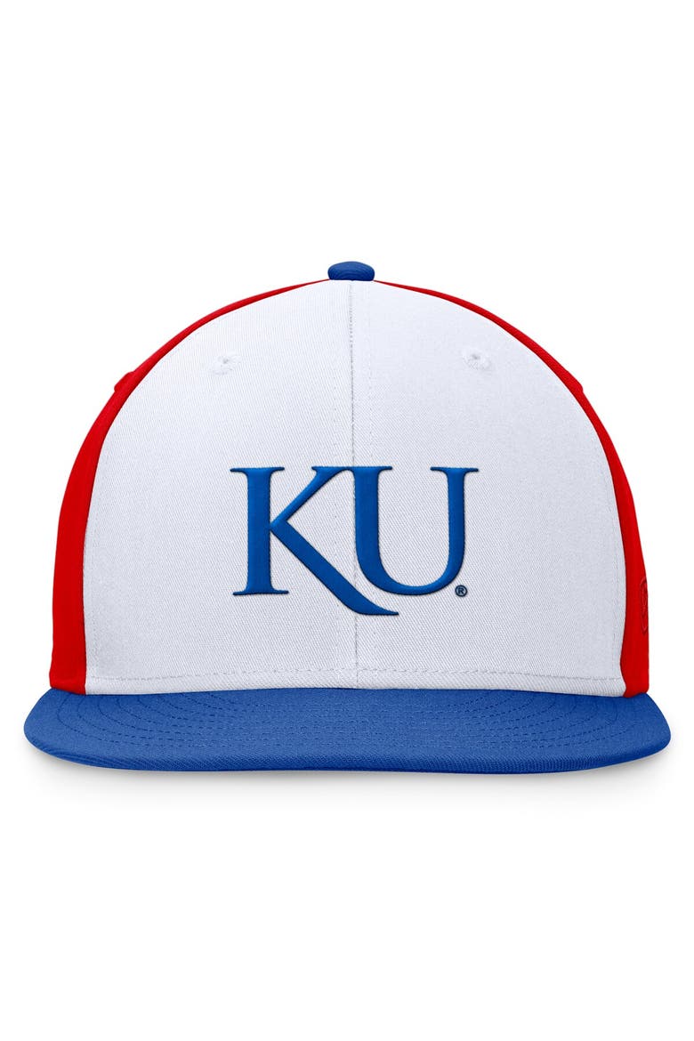 Men's Top of the World White/Royal Kansas Jayhawks Tri-Tone Heritage Collector Fitted Hat, Alternate, color, White