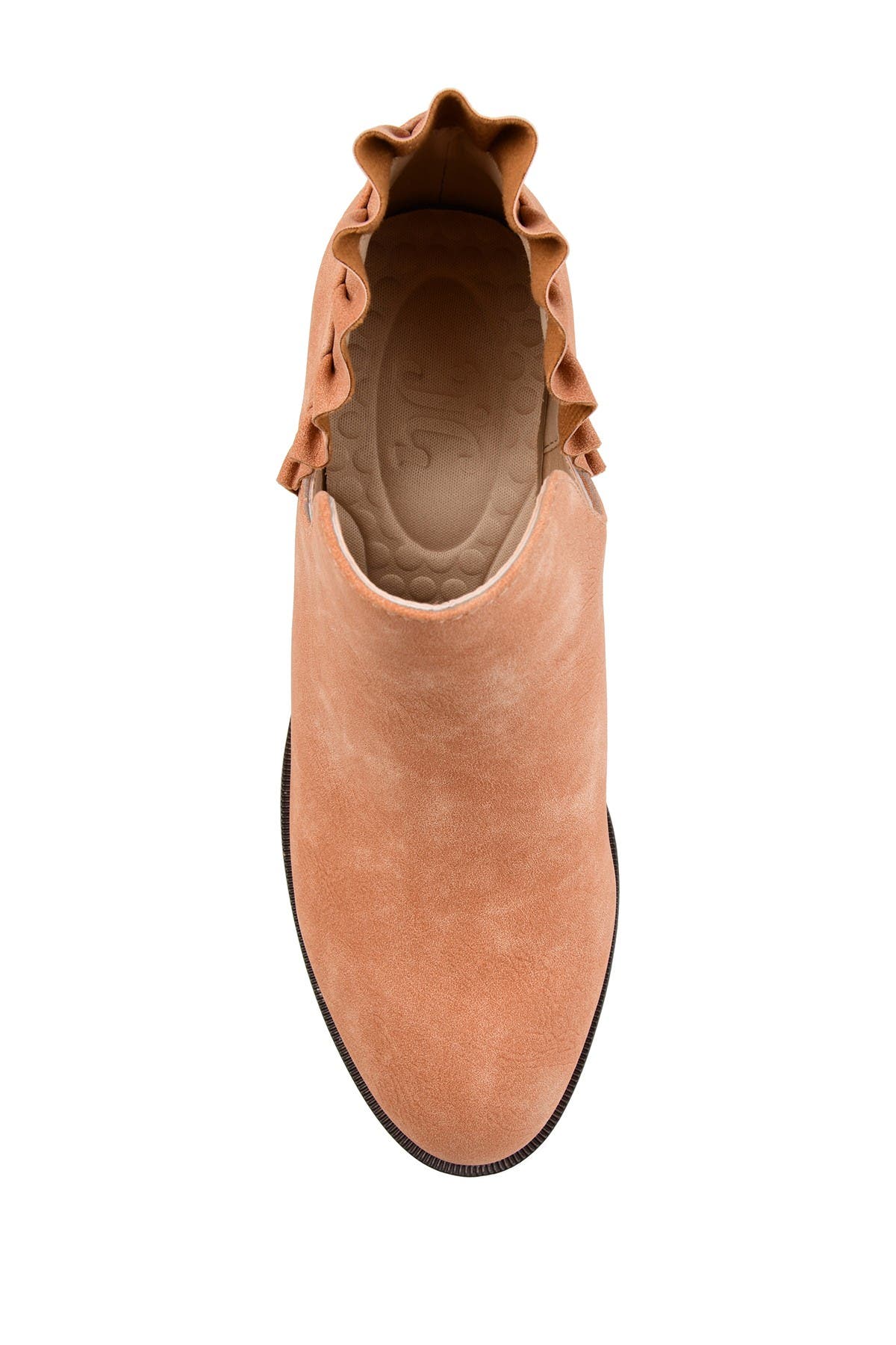 Lennie Ruffle Trim Ankle Bootie, Alternate, color, ROSE