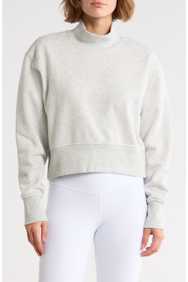 Feather Fleece Mock Neck Sweatshirt, Main, color, GREY LIGHT HEATHER