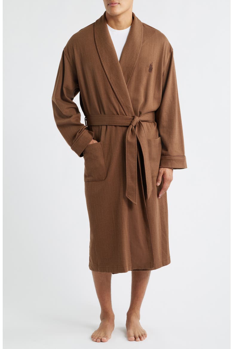 Herringbone Twill Robe, Main, color, BRANCH BROWN