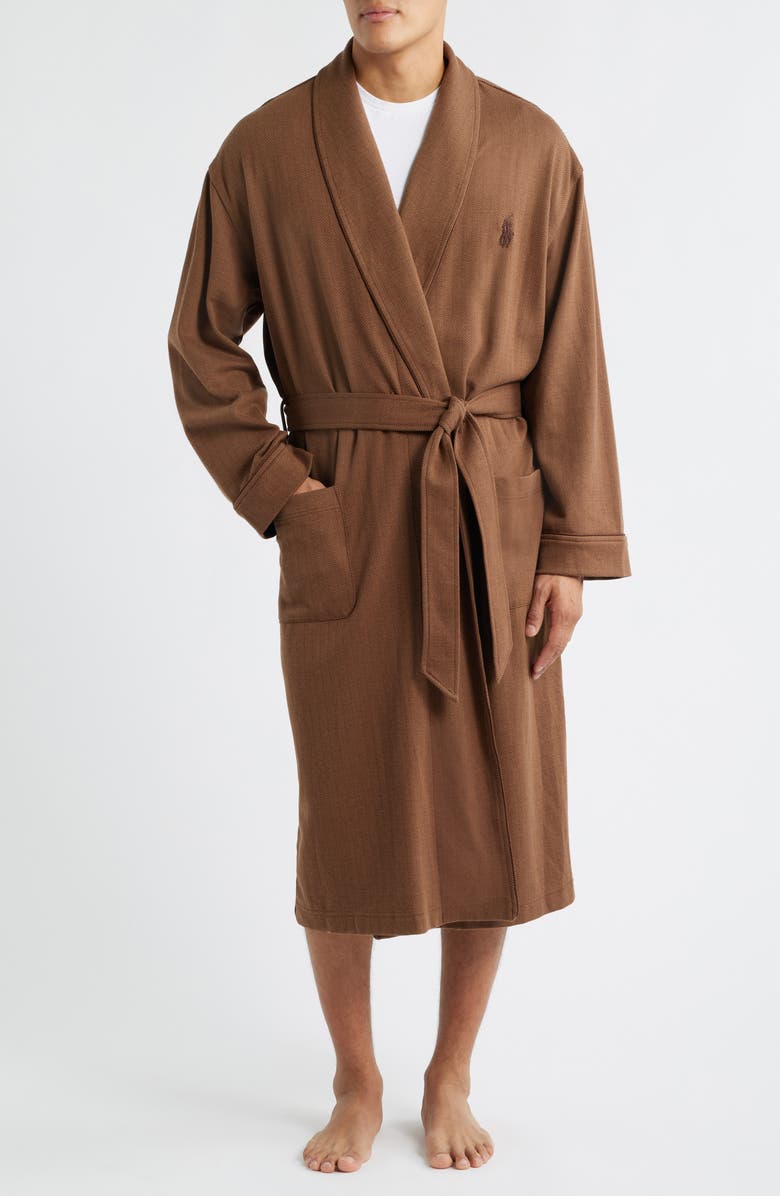 Polo Ralph Lauren Herringbone Twill Robe, Main, color, Branch Brown