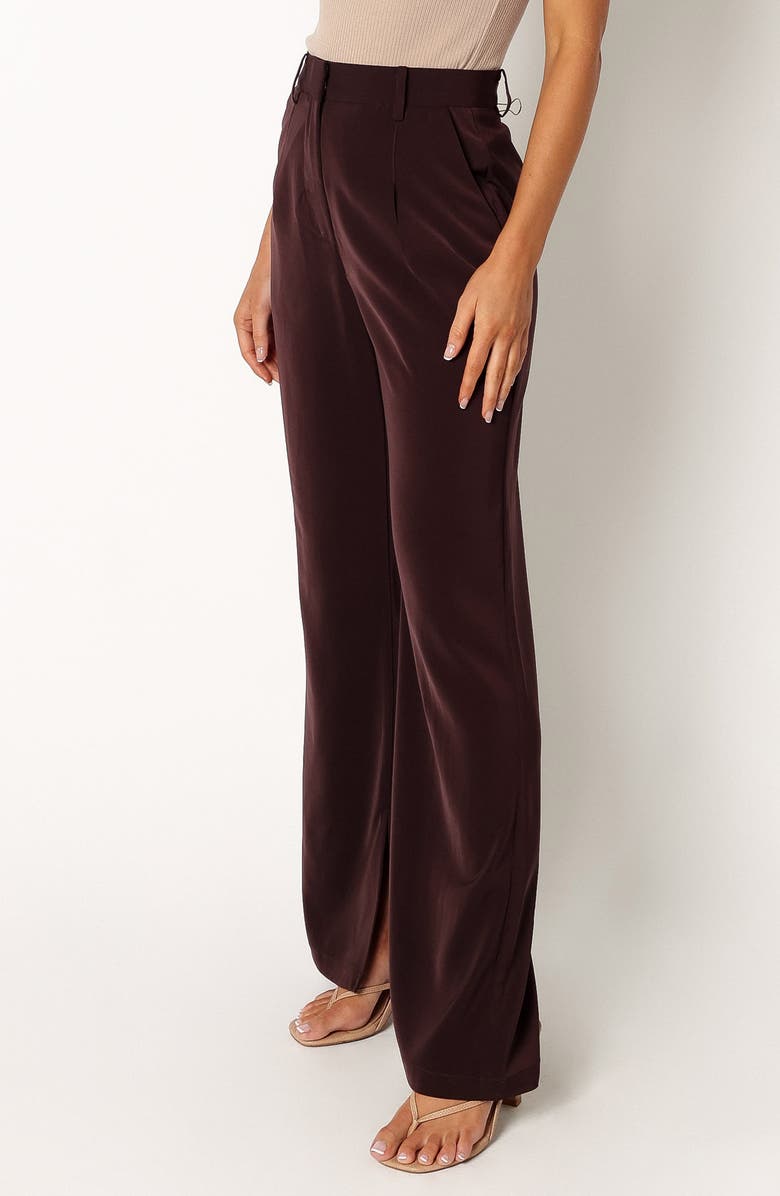 Petal & Pup Neveah Wide Leg Satin Pants, Alternate, color, Merlot
