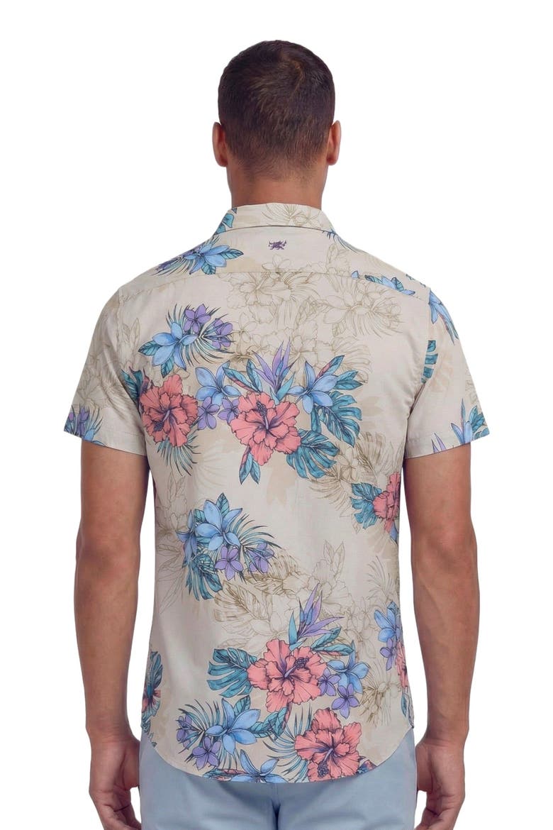Exotic Floral Mens Knit Shirt, Alternate, color, EXOTIC FLORAL NEUTRAL