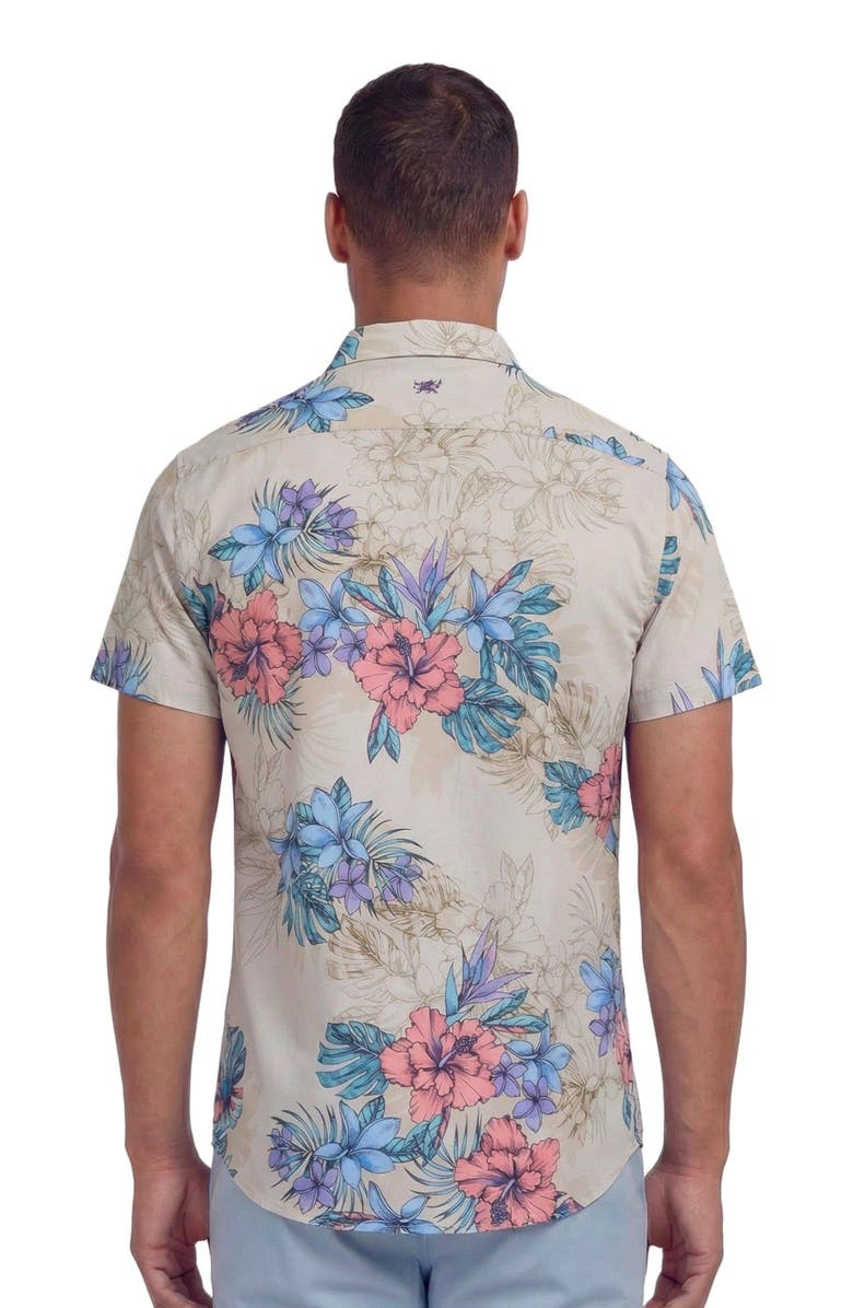 Lords of Harlech Exotic Floral Mens Knit Shirt, Alternate, color, Exotic Floral Neutral