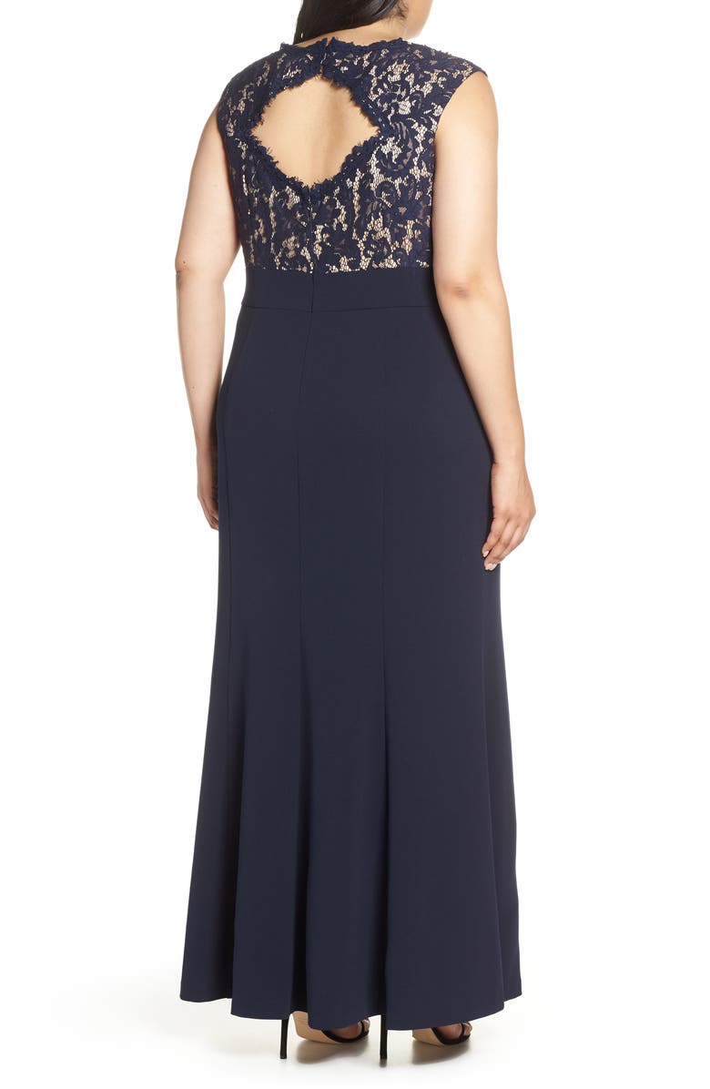 Eliza J Lace Bodice Trumpet Dress, Alternate, color,