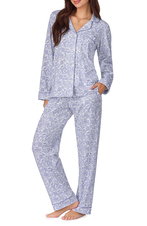 Bedhead Pajamas Striped Floral-print Pajama Set In Fairytale Forest