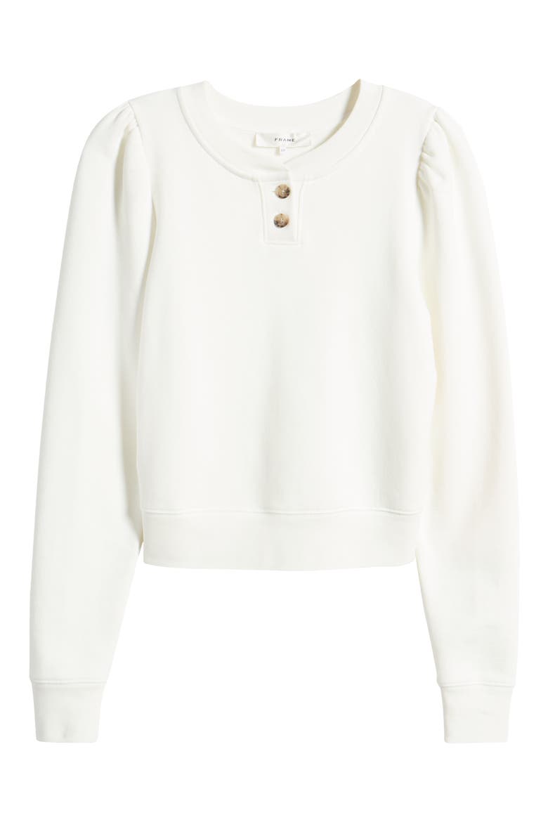 Femme Cotton Blend Henley Sweatshirt, Alternate, color, WHITE