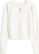 FRAME Femme Cotton Blend Henley Sweatshirt