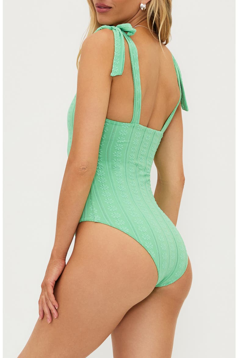 Akira Embroidered One-Piece Swimsuit, Alternate, color, SAGE BLOOM JACQUARD