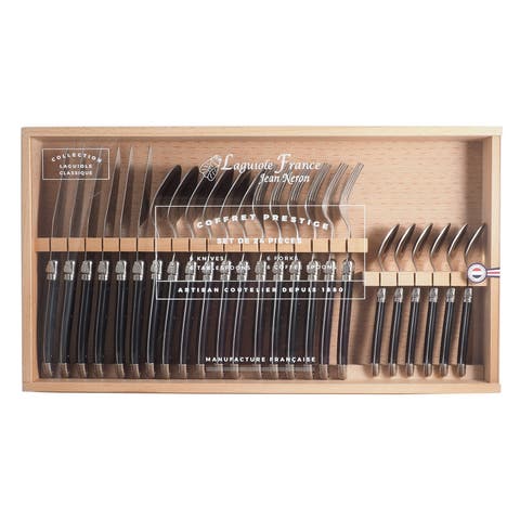 24 Piece Flatware Set, in Wood Box with Acrylic Lid