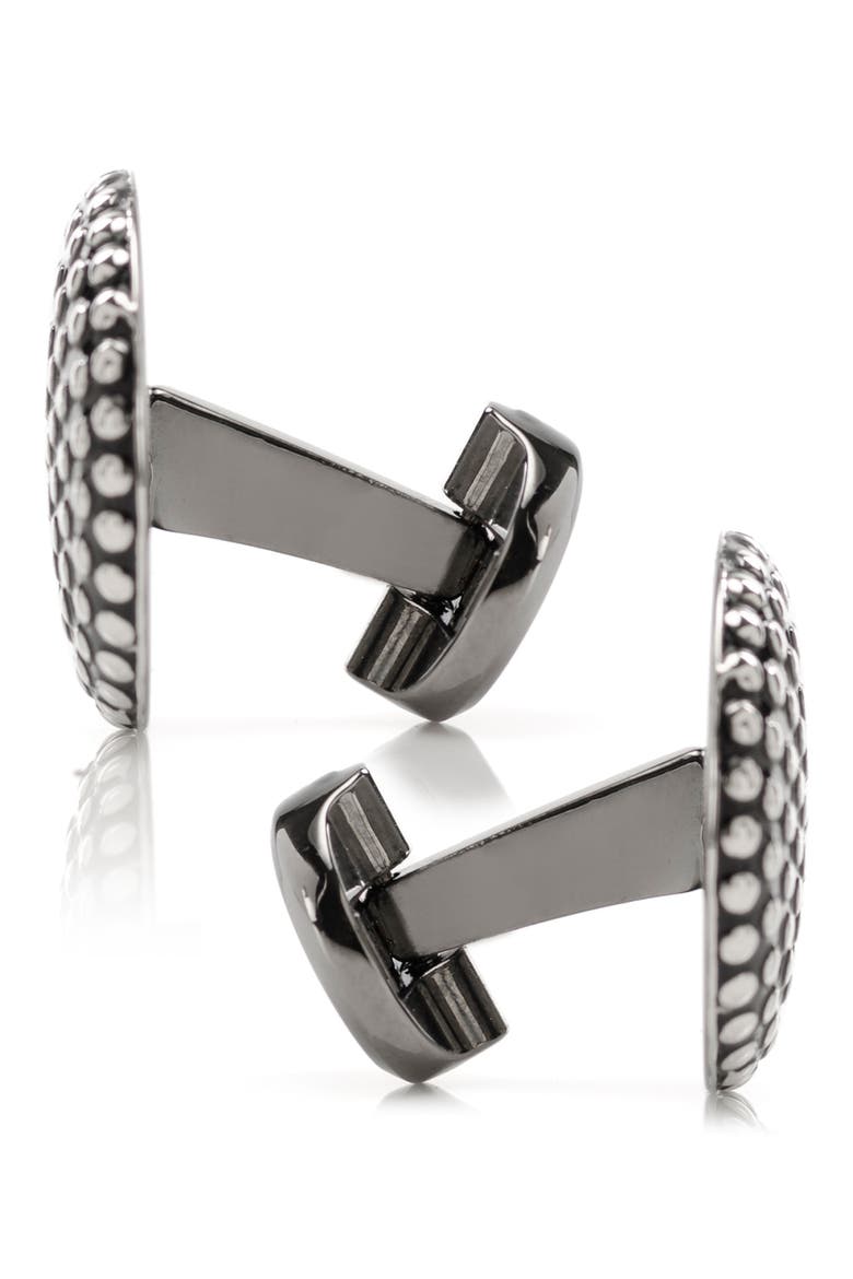 Textured Circle Cuff Links, Alternate, color, SILVER