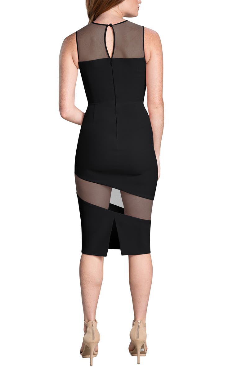 Dress the Population Valerie Sheer Inset Body-Con Midi Dress, Alternate, color, 