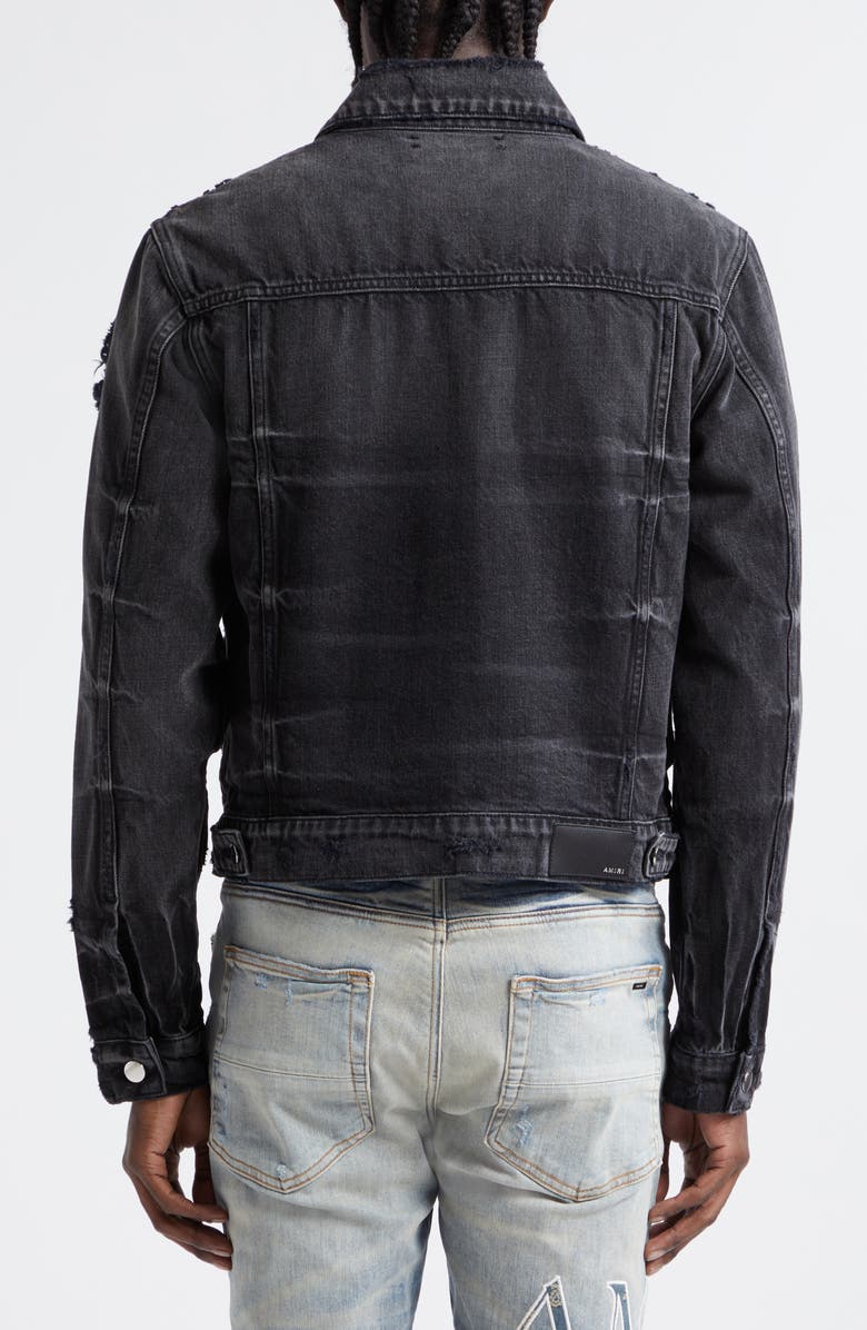 AMIRI MA Distressed Denim Trucker Jacket, Alternate, color, Faded Black