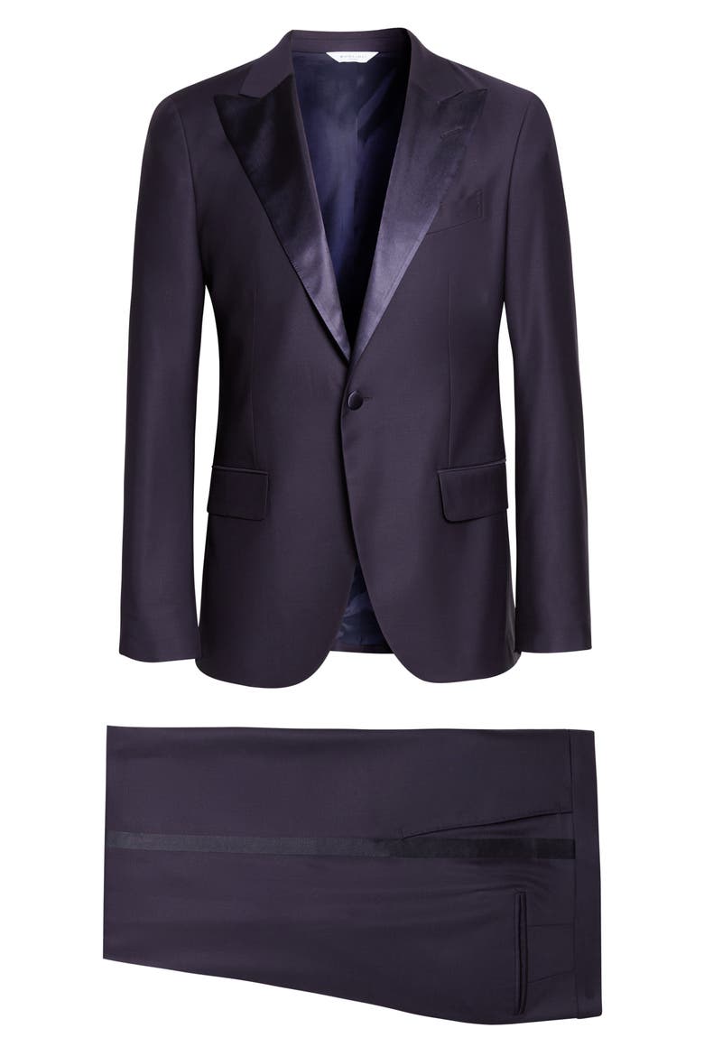 Milano Stretch Wool Satin Tuxedo, Alternate, color, NAVY