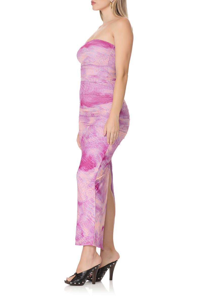 AFRM Marlo Strapless Mesh Maxi Dress, Alternate, color, Lavendar Snake