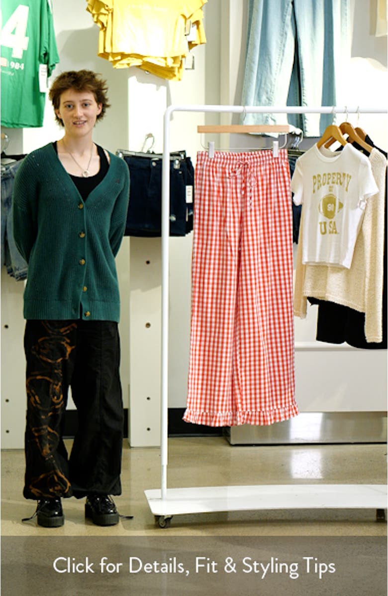 Marina Gingham Ruffle Hem Cotton Pants, sales video thumbnail