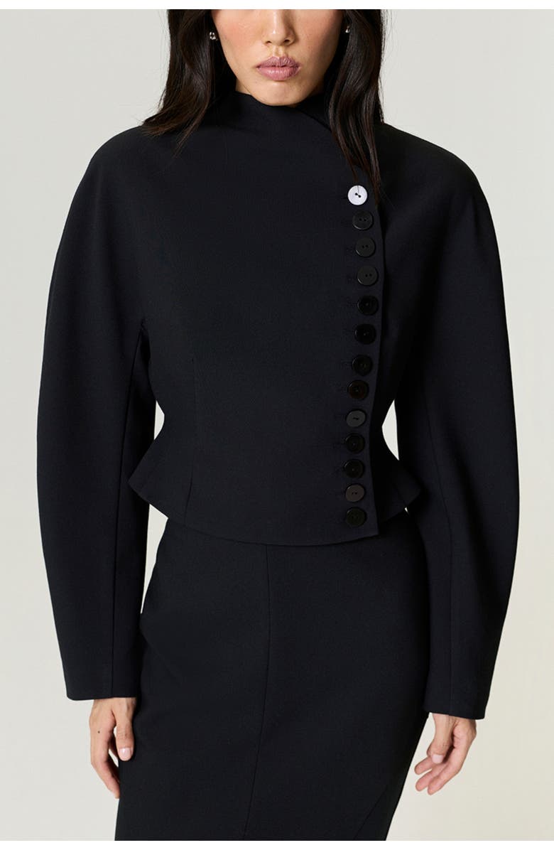 Nocturne Asymmetric Buttoned Tailored Jacket, Alternate, color, Black