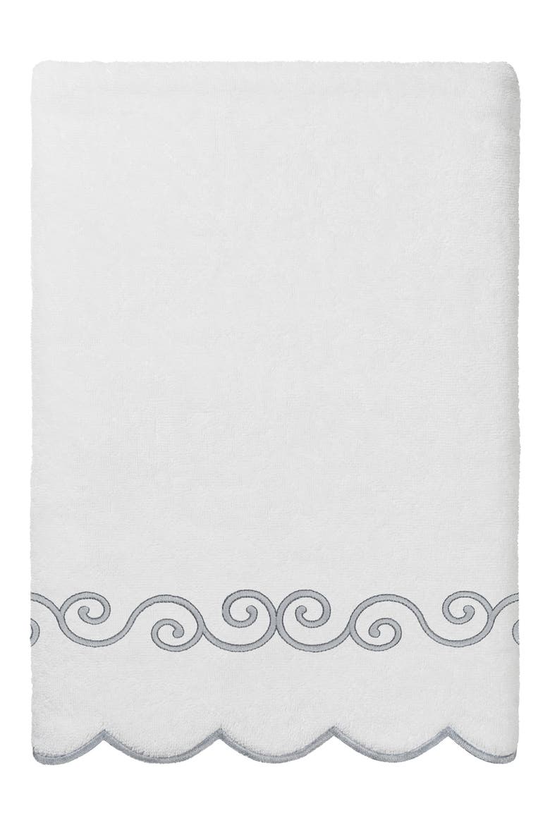 6-Piece Symmetra Embroidered Turkish Cotton Towel Set, Alternate, color, WHITE/ GRAY