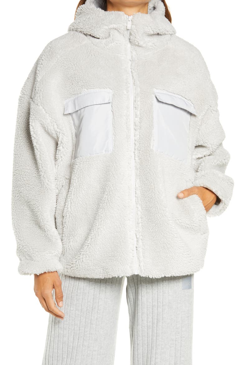 Chill Faux Fur Full Zip Jacket, Alternate, color, DOVE GREY