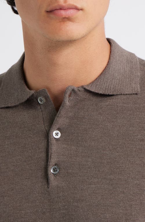 Aurélien Long Sleeve Cashwool® Polo Sweater In Brown